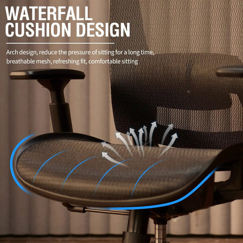 Ergonomic Mesh Office Chair With Adjustable Lumbar Support And Armrests Ultra Comfy Desk Chair waterfall cushion design