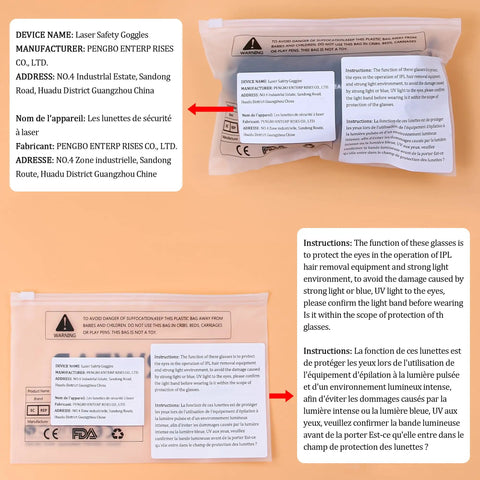 Packaging of Pro Grade Laser Safety Glasses With Broad Spectrum Shield 190nm to 1200nm For Violet Blue Red Lasers