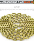 Beefy Heavy Duty Transport Binder Chain With Clevis Grab Hooks 5 16th Inch By 20 Foot 5100 Lb WLL For Tie Downs Load Binding Towing And Logging