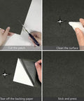 Self Adhesive Faux Leather Repair Patch Kit Waterproof Patch installation steps: cut, clean, tear, and stick.