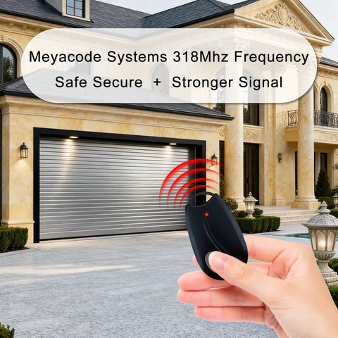 Garage Door Opener Remote For Linear Megacode ACT-31B 318MHz 1 Channel Replacement Remote Control 2 Pack, black key fob in hand