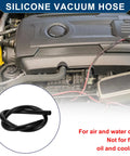 Beefy Silicone Vacuum Hose High Temp Automotive Vacuum Line Three Point Three Feet Long Twelve Millimeter Inner Diameter Three Point Five Millimeter Thick Black coiled in engine bay.