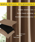 Triple weave layers of Two Panels Weighted Blackout Outdoor Curtains For Patio And Pergola Waterproof And Thermal Insulated