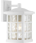 Stonington Outdoor Wall Lantern 13 Inch 1 Light Matte White Vintage Sconce With Old School Cottage Vibe And Clear Water Glass