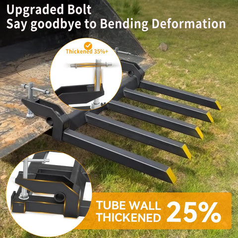 Clamp On Debris Forks For 48 Inch Bucket, 2500 Lbs Heavy Duty Fork Attachments For Skid Steer And Tractor Loader with upgraded bolts