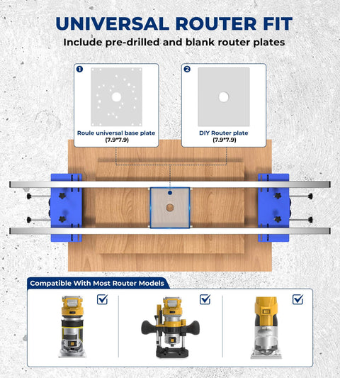 Top view of 58 Inch Router Flattening Sled For Woodworking 5.5 Inch Height Adjustable Slab Flattening Jig with universal fit plates