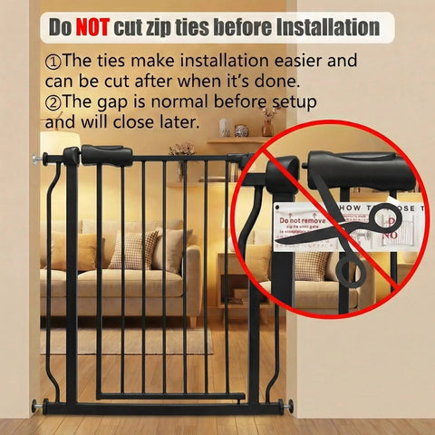 Ultra Wide Baby Gate For Doorways And Stairs, Expands From 52.7 To 57.5 Inches, Large Walk-Through Swing Door, Black Metal, Pressure Mounted
