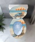 Toilet Seat Elongated Resin for Bathroom with octopus and beach scene, suitable for standard elongated toilets.