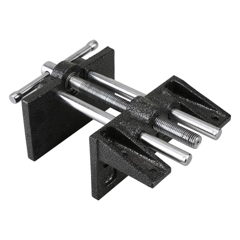 Heavy Duty Cast Iron Woodworker Vise, 6.5 Inch Bench Clamp, Powder Coated Grip Fixture, side view showcasing durable build and clamp design.