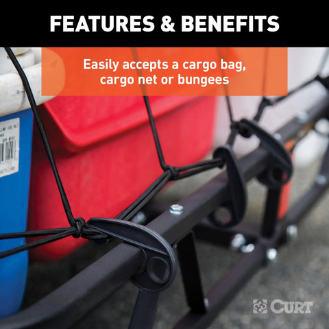 Heavy Duty Cargo Basket Hitch Carrier For SUV And Truck, 500 Lb Capacity, tubular frame with cargo net attached