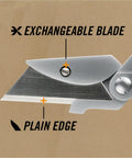Close-up of the stainless steel replaceable blade on Lite Pocket Razor Knife With Money Clip For Everyday Carry, EDC Folding.