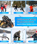 Upgraded Ice Cleats For Shoes And Boots With 12 Stainless Steel Spikes No Slip Traction Cleats for winter activities montage