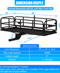 Heavy Duty Hitch Mount Cargo Carrier 60x24x14 Inch Folding Rear Luggage Basket dimensions and specifications