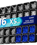 Sixteen Piece Extra Small Parts Organizer Trays For Nuts Bolts Screws Washers And Electrical Connectors Desk Drawer Bins