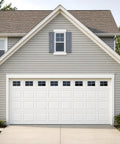 32 Piece Magnetic Faux Window Panels For Steel Garage Doors, 6x4 Inch Each, Glossy Realistic Look, No Tools Required Install In About 10 Minutes, Will Not Fall Off Decorative Hardware For Two Car Garage on a white double garage door