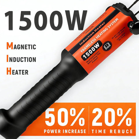 1500W Induction Bolt Removal Kit With Case, 25S Fast Heat Induction Tool And Bolt Buster handle with power increase text