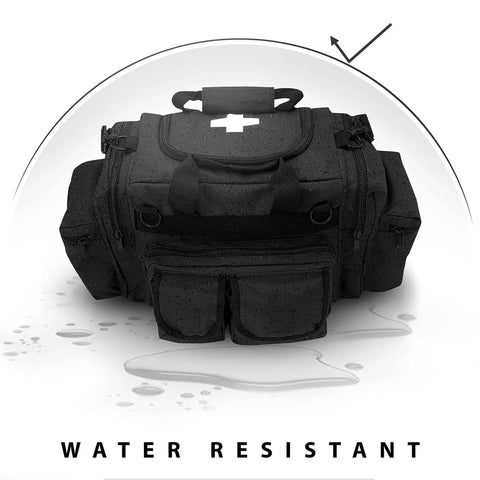 Deluxe EMS Trauma Bag For First Responders With Eight Pockets And Removable Organizer Pro Grade Heavy Duty Polyester PVC Coated Bag