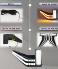 Amber LED Fender Side Marker Lights Kit For Ford F150 2021 2022 2023 2024 2025 Pickup Truck Front Fender Lamps With Sequential Turn Signal and Daytime Running Light showcases wiring, back detail, and illuminated effect.