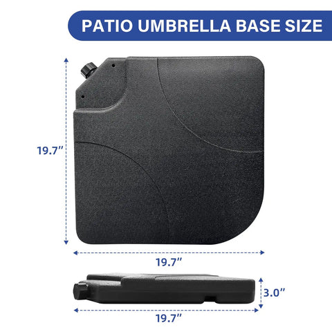 Heavy Duty Cantilever Offset Patio Umbrella Stand With 155Lb Capacity 4 Piece Square Base Plate Set size dimensions