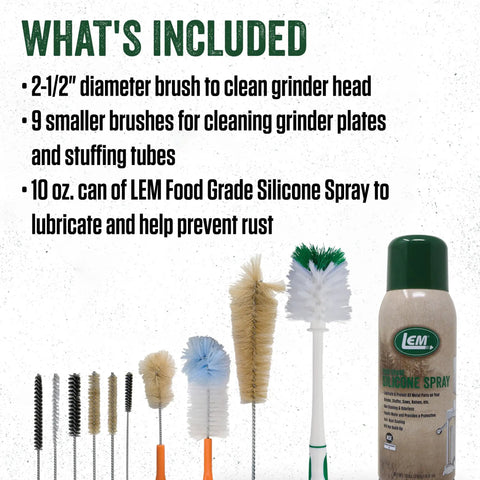 Meat Grinder Cleaning Kit With 10 Brushes And Food Grade Silicone Spray Includes Grinder Head Brush And Small Brushes 10 Oz