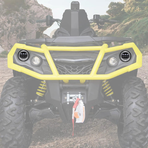 LED Low Beam Headlights With Halo Ring DRL For Can Am Outlander 2012-2022 front view with yellow bumper