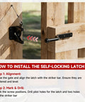 Built Tough Heavy Duty Gate Kit For Wood Fences With Self Locking Latch Fits 26 To 60 Inch Wide Gates And 72 Inch High Includes Steel Brackets For 3.6 Inch Wide Lumber Or Less Black Finish self-locking latch on wood fence gate