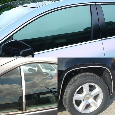 Automotive molding trim strip, chrome silver, 16ft; universal fit for exterior and interior use, scratch-proof.