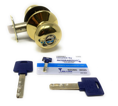 Top Notch High Security Door Knob With 2 Keys, Adjustable Backset From 2-3/8 To 2-3/4, Bright Brass Finish, Heavy Duty Lockset