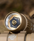 Close-up of LH8 V2 Weapon Light Head Potted 5700K, 128000 CD, 1650 LM, Long Throw 782.38 Yards with gold contact and spring.