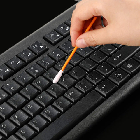 200 Piece Foam Swab Set With Sponge Tips For Inkjet Printer Print Heads Cameras And Optical Equipment Cleaning Pro Grade Open Cell Foam With Secure Poly Shaft 3.66 Inch Orange Swabs cleaning keyboard keys