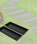 Two Piece ABS Concrete Molds For DIY Pavers with wood grain texture on grassy setting for pathways and walkways.