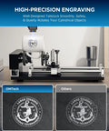 Dope Build 4 Wheel Rotary Axis Station For Lasers With Beefy Nema 23 Motor Seamless 360 Degree Rotation Setup designed for engraving a mug.