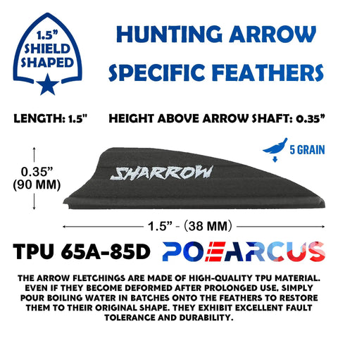 TPU 1.75 Inch Arrow Vanes Kit For DIY Archery Shield Archery Vane With Airflow Groove Rubber Hybrid Bolts Vanes, black vane