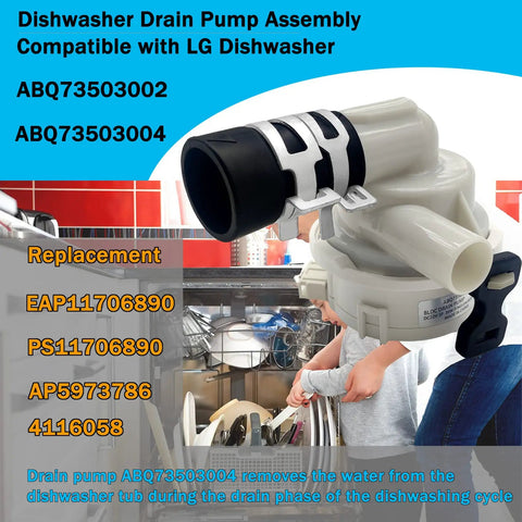 Dishwasher Drain Pump Assembly Replacement Fits LG Dishwashers And Kenmore Models Includes Case Assembly And 10 Year Warranty