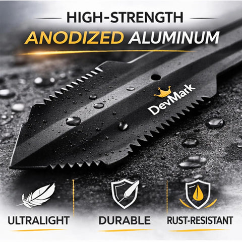Ultralight Backpacking Trowel Shovel For Camping And Hiking, 27g Anodized Aluminum Digging Tool showing durability highlights