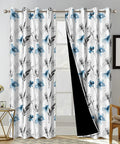 Cozy Floral Blackout Curtains With Grommets For Living Room And Bedroom, Light Blocking Window Panels, 84 Inch Long, Two Panel Set