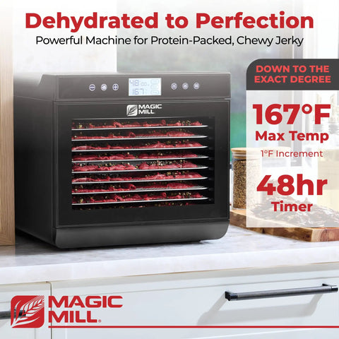 Premium Food Dehydrator With 10 Extra Large Stainless Steel Trays, 700 Watt Dryer For Beef Jerky Displaying Temperature and Timer