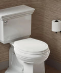 Bathroom with standard toilet featuring Lustra Q2 Advantage Toilet Seat With Closed Front Polypropylene Chip Resistant Finish That Wont Stain Or Peel Easy Install Built Tough For Standard Toilets Low Maintenance.