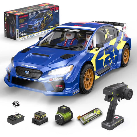Beastly Brushless 1/10 RC Rally Car Ready To Run with 4WD Waterproof Electronics and Carbon Fiber Chassis in blue with components