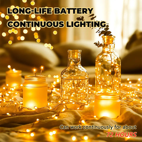 Six Pack Battery Operated Fairy Lights With Remote And Timer, lit inside mason jars, 7 ft long, 20 LED for warm white glow