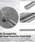 Fully threaded stainless steel rod with hex nut, 12in length, 4mm threads, right-hand thread; 24 pcs for beaded garden stakes