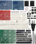 Beginner SMD Soldering Practice Kit With 4 PCB Training Boards Blue Red Green and Small Blue 60W Iron 2 Battery Boxes Full Components