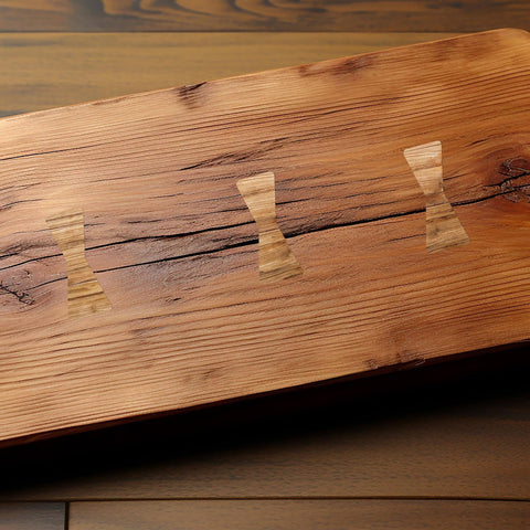 Wood board with inlay using All In One 7 By 7 Inch Router Templates Set With Ten In One Bowtie Inlay And Butterfly Templates For Woodworking