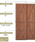 Heavy Duty Double Bypass Sliding Closet Door Track Kit Hardware For 48 Inch Aluminum Alloy Pocket Door Rail Set, visible installation specs.