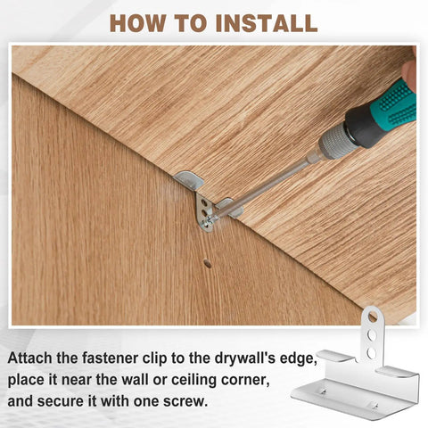 Installation of 100 Pack 1/2 Inch Drywall Corner Repair Clips And Wall Back Up Fasteners For Studs Ideal For DIY And Pro Wall Fixes In Homes Renovations And Construction Projects.