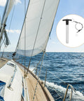 T Handle Quick Release Pin One Half Inch By Three Point One Five Inch 304 Stainless Steel Push Button Pin With Lanyard Cable For Audio Bimini Top Boat Marine Rig Gear Silver shown in use on a sailboat