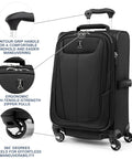 Travelpro Maxlite 5 softside expandable carry-on luggage, black 21-inch, four spinner wheels