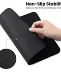 Stitched Edge Non Slip Rubber Mouse Pad For Laptop And PC Use Go To Desk Mat For Gaming Office And Home Black Square 9.8 Inches By 8.3 Inches By 0.08 Inches shown with non-slip feature and edge stitching.