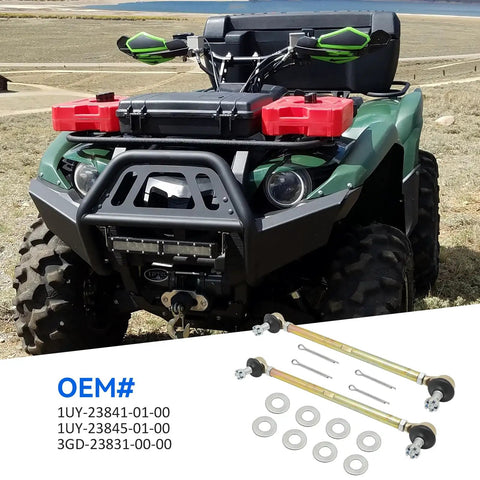 Tie Rod End Assembly For Raptor 350 YFM350 And Warrior 350 YFM350X ATV Beefed Up Steering For Rock Solid Control Replaces Worn Linkage To Stop Squeaks And Loose Steering Fits 1987 Through 2004 Warrior 350 And 2004 Through 2013 Raptor 350. ATV tie rod end assembly kit with rods, pins, and washers