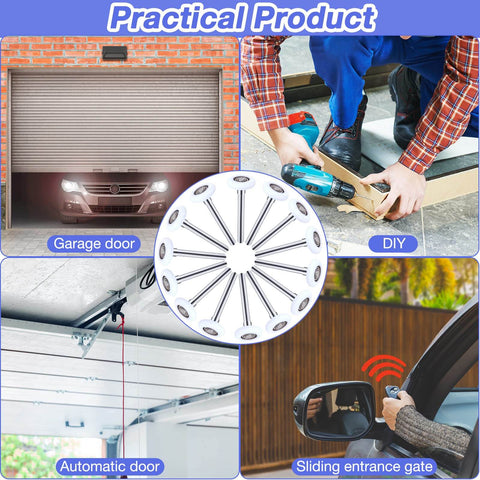 24 Pack White Nylon Garage Door Rollers For 2 Inch Track Replacement Quiet High Load 6200ZZ shown in various garage door settings